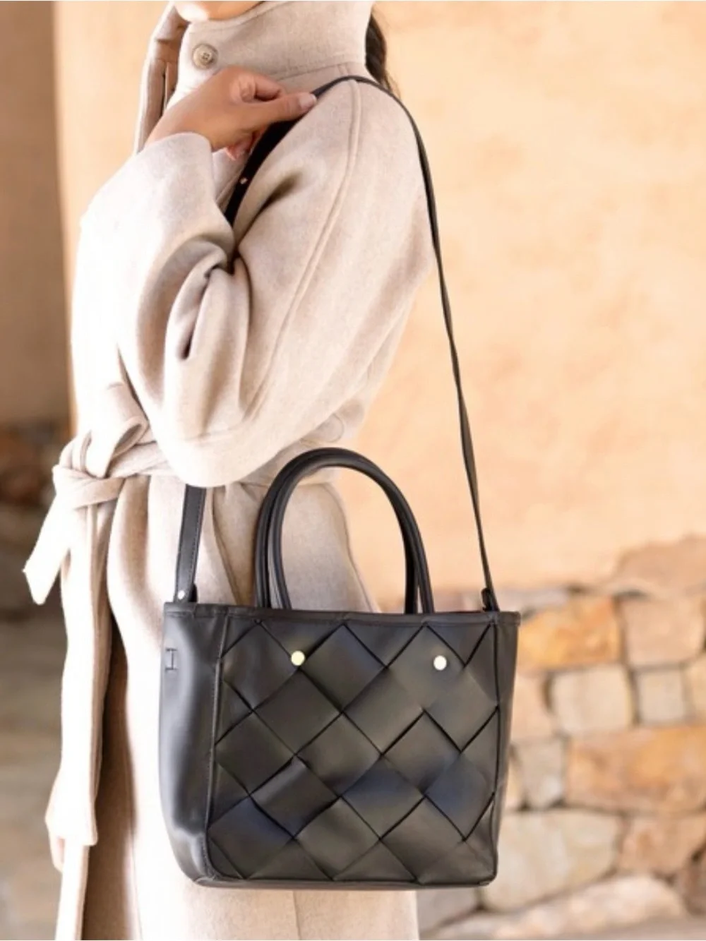 Nisolo handwoven carry-all satchel black